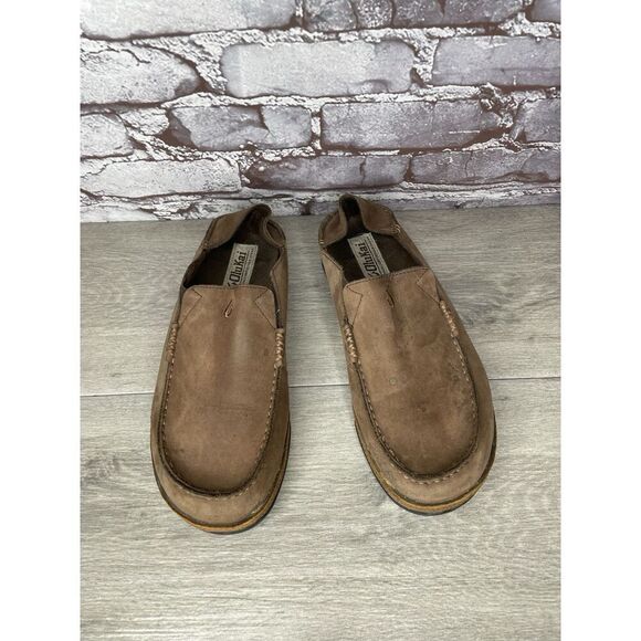 OluKai Moloa Brown Toffee Leather Slip On Loafers Casual Shoes Men Sz 9M US/42EU